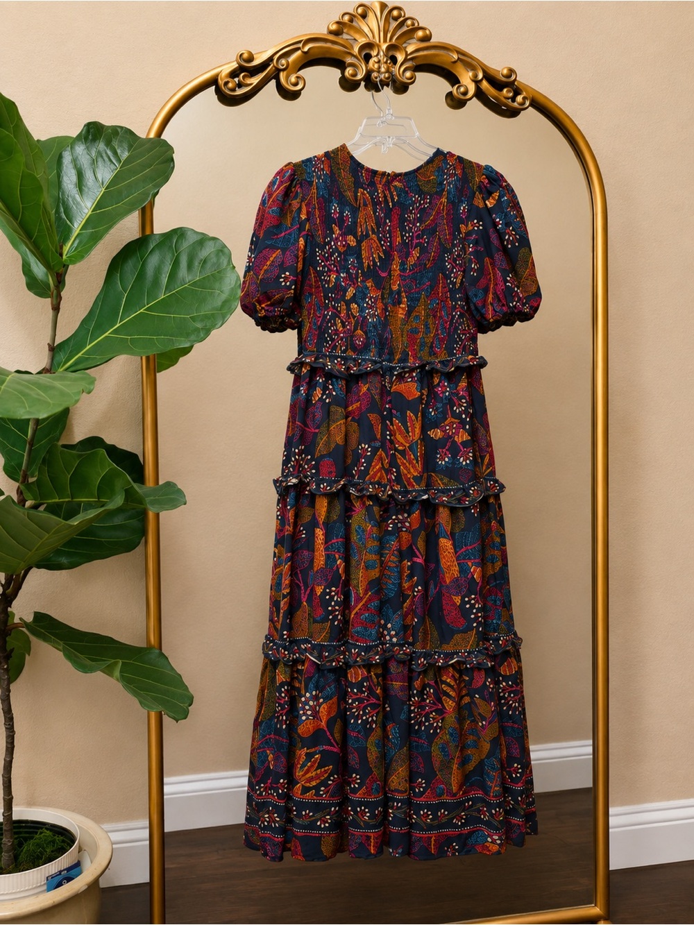 Farm Rio Short-Sleeve Crew-Neck Tiered A-Line Maxi Dress Size M - Picture 7 of 12